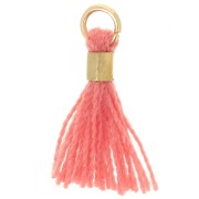 Pompon imitation coton 12 mm avec attache perle - Doré - Rose Corail x1|raw }}
