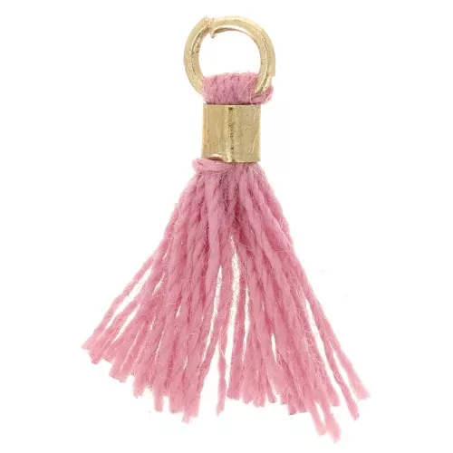 Pompon imitation coton 12 mm avec attache perle - Doré - Rose Vintage x1