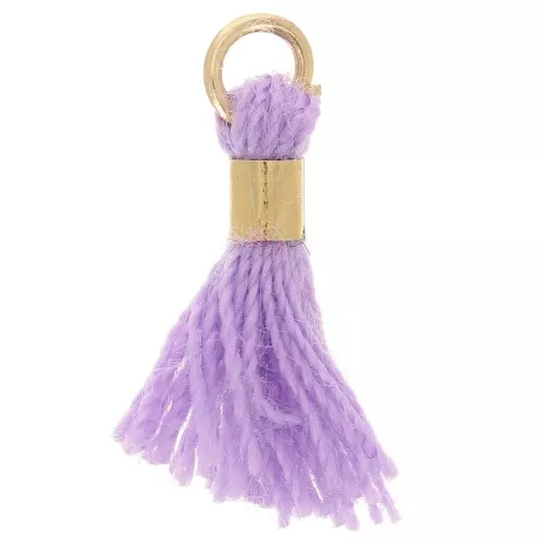 Pompon imitation coton 12 mm avec attache perle - Doré - Lilas x1