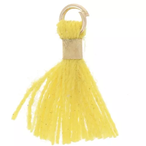 Pompon imitation coton 12 mm avec attache perle - Doré - Jaune x1