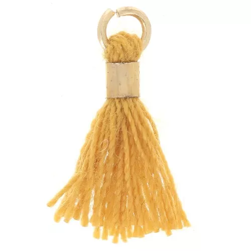 Pompon imitation coton 12 mm avec attache perle - Doré - Golden x1