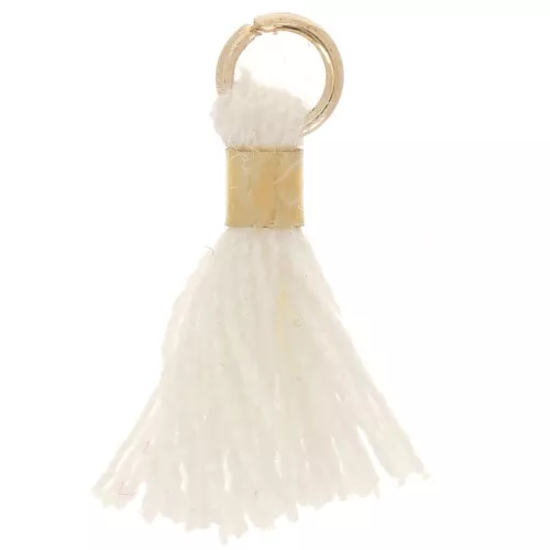 Pompon imitation coton 12 mm avec attache perle - Doré - Crème x1