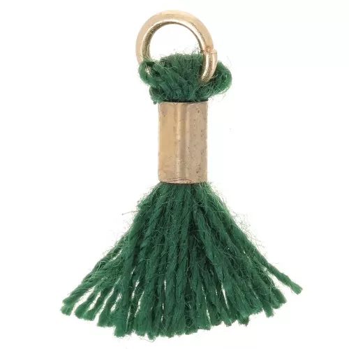 Pompon imitation coton 12 mm avec attache perle - Doré - Vert sapin x1