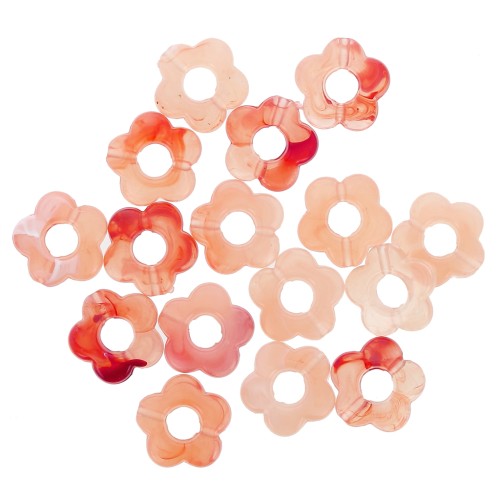 Perles fleur en résine transparente 14 mm - Marbré Saumon x4