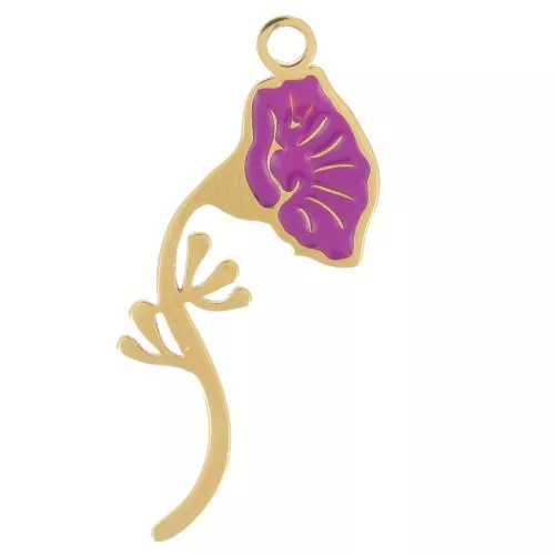 Pendentif Fleur de naissance 21x7mm - Septembre - Ipomée - Acier inox 316L Doré