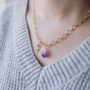 Pendentif Fleur de naissance 21x10mm Novembre Chrysanthème - Acier inox 316L Doré