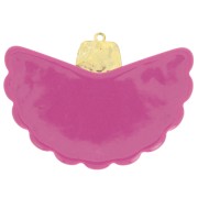 Pendentif éventail 28.5x40 mm en résine et Acier inox 316L Doré -Fuchsia marbré x1