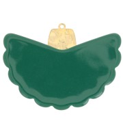 Pendentif éventail 28.5x40 mm en résine et Acier inox 316L Doré - Vert marbré x1