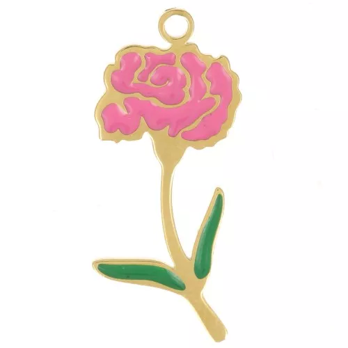 Pendentif Fleur de naissance 22x9.5 mm - Janvier - Oeillet - Acier inox 316L Doré