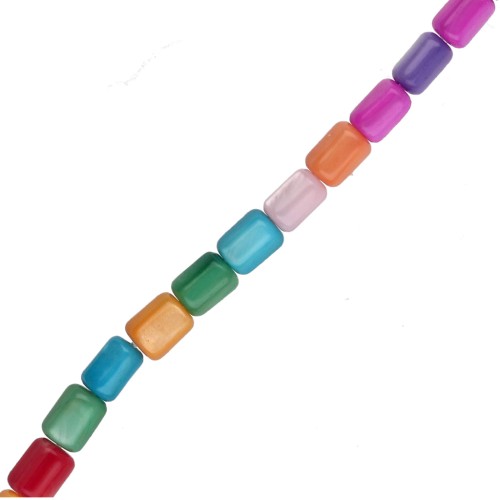Perles tubes en nacre teintée 3.5x4.8 mm - Multicolore x38cm