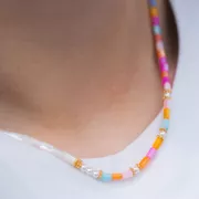 Perles tubes en nacre teintée 3.5x4.8 mm - Multicolore x38cm