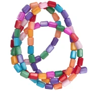Perles tubes en nacre teintée 3.5x4.8 mm - Multicolore x38cm