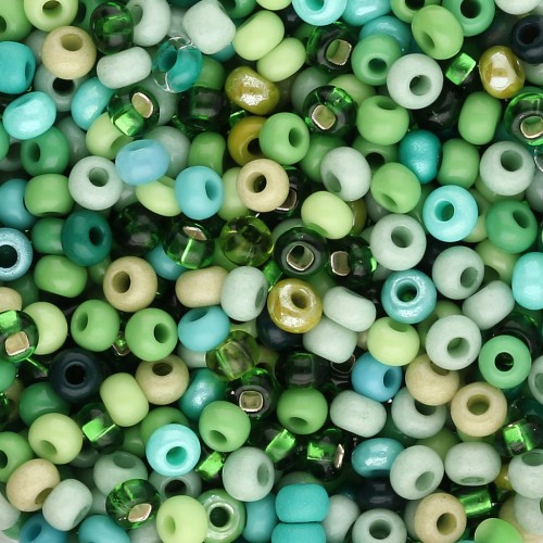 Perles rocailles Preciosa 8/0 3 mm - Mix Green x20g