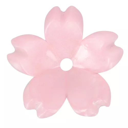 Perles fleur de cerisier 10 mm en acétate - Rose clair nacré x10