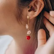 Perles fleur de cerisier 10 mm en acétate - Rose clair nacré x10