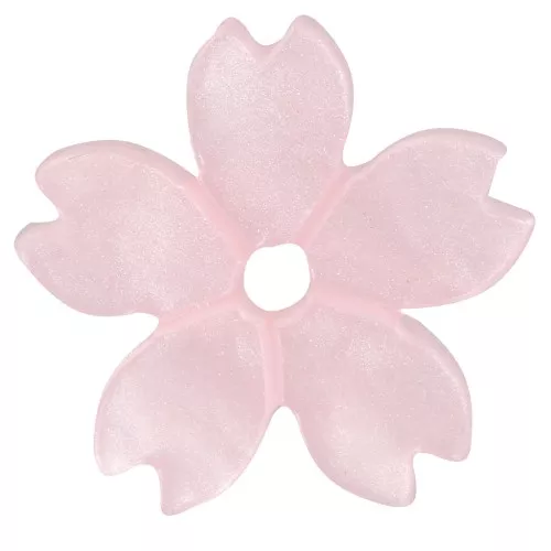 Perles fleur de cerisier plate 10.5 mm en acrylique - Rose clair nacré x10
