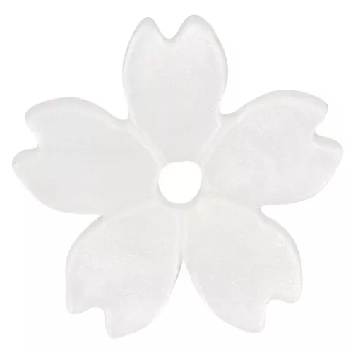 Perles fleur de cerisier plate 10.5 mm en acrylique - Blanc nacré x10