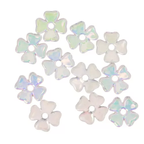 Perles fleur 7 mm en acrylique - Crystal AB x20