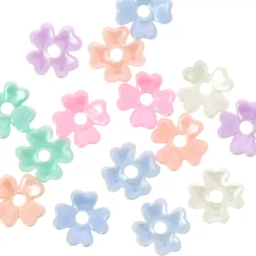 Perles fleur 6 mm en résine - Pastel nacré x20
