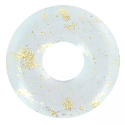 Perles rondelles 10 mm en résine transparente - Aquamarine - Doré x10