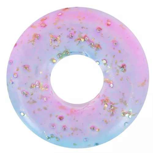 Perles rondelles 10 mm en résine transparente - Bleu - Rose - Doré x10