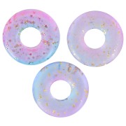Perles rondelles 10 mm en résine transparente - Bleu - Rose - Doré x10