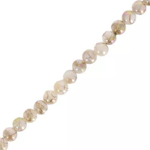 Perles rondes 4 mm en nacre effet AB - Doré x37cm