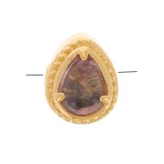 Perle goutte 6x4 mm avec verre teinté serti - Plaqué Or 3 microns - Vieux rose|raw }}