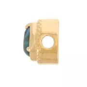 Perle goutte 6x4 mm avec verre teinté serti - Plaqué Or 3 microns - Bleu x1