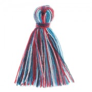 Pompon imitation coton 27-30 mm Bleu/Rouge|raw }}