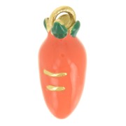 Breloque carotte 13.5x5.5 mm Resine époxy - Acier inoxydable 316L - Doré - Orange