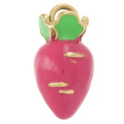 Breloque radis 18x9 mm - Resine époxy - Acier inoxydable 316L - Doré - Rose foncé|raw }}