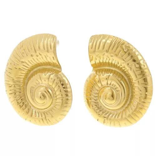 Boucles d'oreilles coquillage 27x22 mm - Acier inoxydable 304L Doré x2