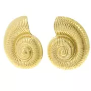 Boucles d'oreilles coquillage 45x36 mm - Acier inoxydable 304L Doré x2