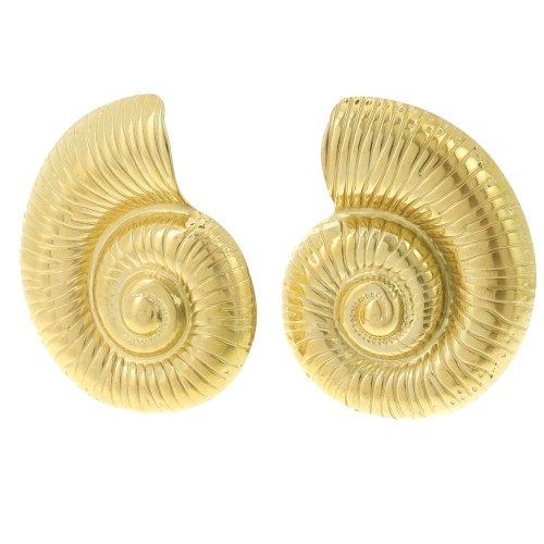 Boucles d'oreilles coquillage 45x36 mm - Acier inoxydable 304L Doré x2