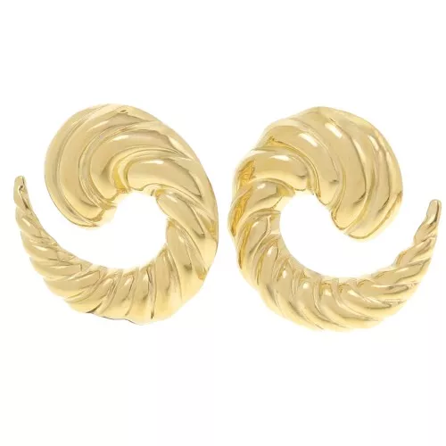 Boucles d'oreilles spirale effet torsadée 29 mm - Acier inoxydable 304L Doré x2