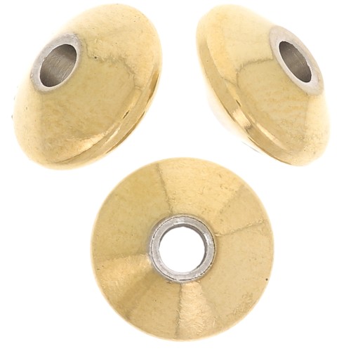 Perles toupie aplatie 8x4 mm - Acier inoxydable 304L Doré x10