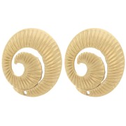 Boucles d'oreilles spirale striée 17 mm avec un trou - Acier inox 316L Doré x2