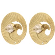 Boucles d'oreilles spirale striée 17 mm avec un trou - Acier inox 316L Doré x2