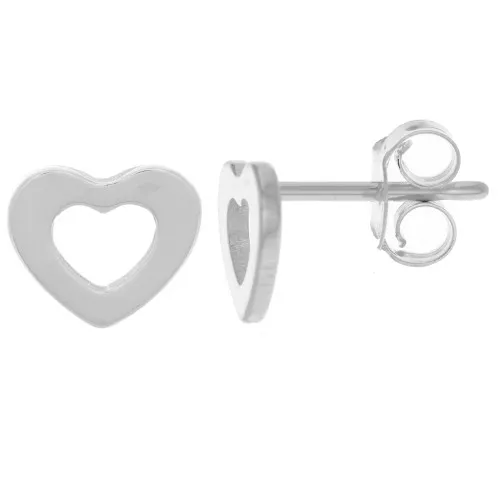 Clous d'oreilles coeur évidé 7x8 mm - Argent 925 x2
