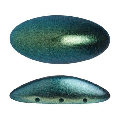 Athos 3D 3 trous® par Puca® 20x10 mm - Green Turquoise Metallic Mat x1