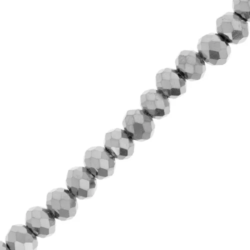 Perles rondelles facettées - rondes aplaties 6x5 mm - Argenté x40cm