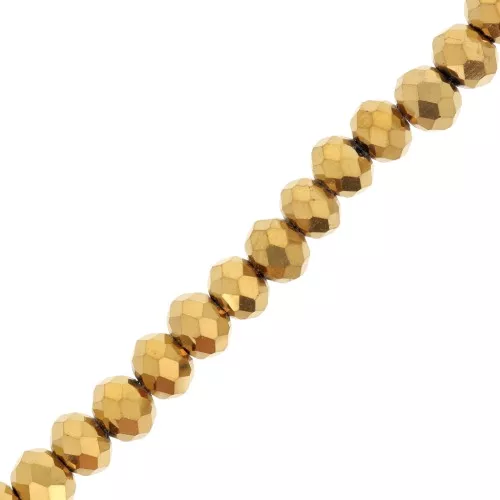 Perles rondelles facettées - rondes aplaties 6x5 mm - Doré x40cm