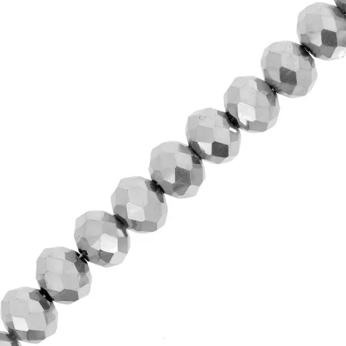 Perles rondelles facettées - rondes aplaties 8x6 mm - Argenté x40cm