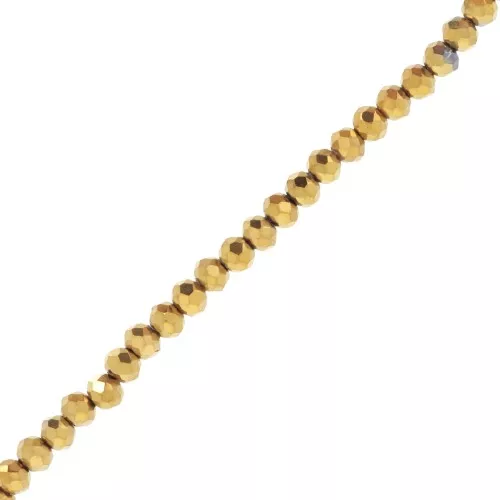Perles rondelles facettées - rondes aplaties 4.5x4 mm - Doré x41cm