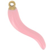 Pendentif piment 24x6 mm Resine époxy - Acier inoxydable 316L Doré - Rose clair x1