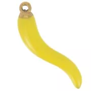 Pendentif piment 24x6 mm Resine époxy - Acier inoxydable 316L Doré - Jaune x1