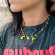 Pendentif piment 24x6 mm Resine époxy - Acier inoxydable 316L Doré - Jaune x1