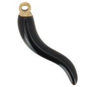 Pendentif piment 24x6 mm Resine époxy - Acier inoxydable 316L Doré - Noir x1|raw }}