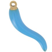 Pendentif piment 24x6 mm Resine époxy - Acier inoxydable 316L Doré - Bleu x1